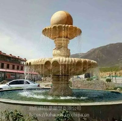 廠家直銷黃銹石石雕噴泉 流水水缽石材盆與疊跌水盆的專業選擇